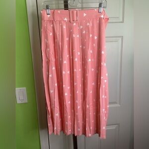 Ovi Pink Heart Pleated Skirt, size Medium, NWT